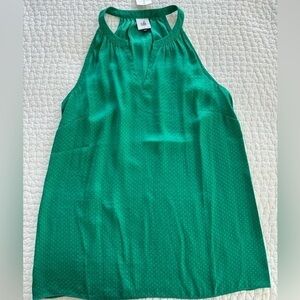 CAbi Emerald Green Halter Polka Dot Sleeveless Blouse